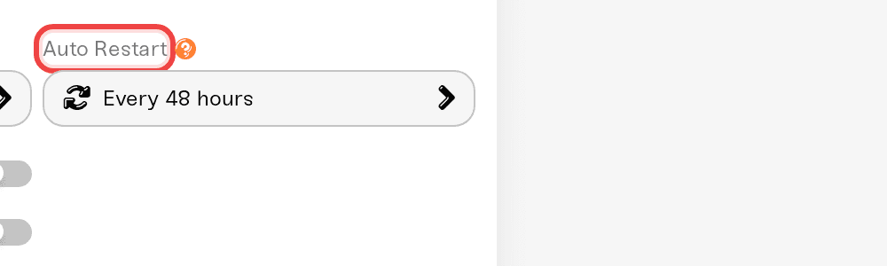 The Auto Restart setting in the expanded Overview card
