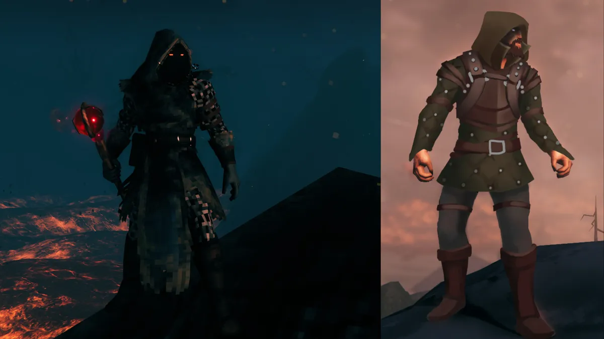 New Valheim Ashlands fashion showing dark materials and probably fire resistance.