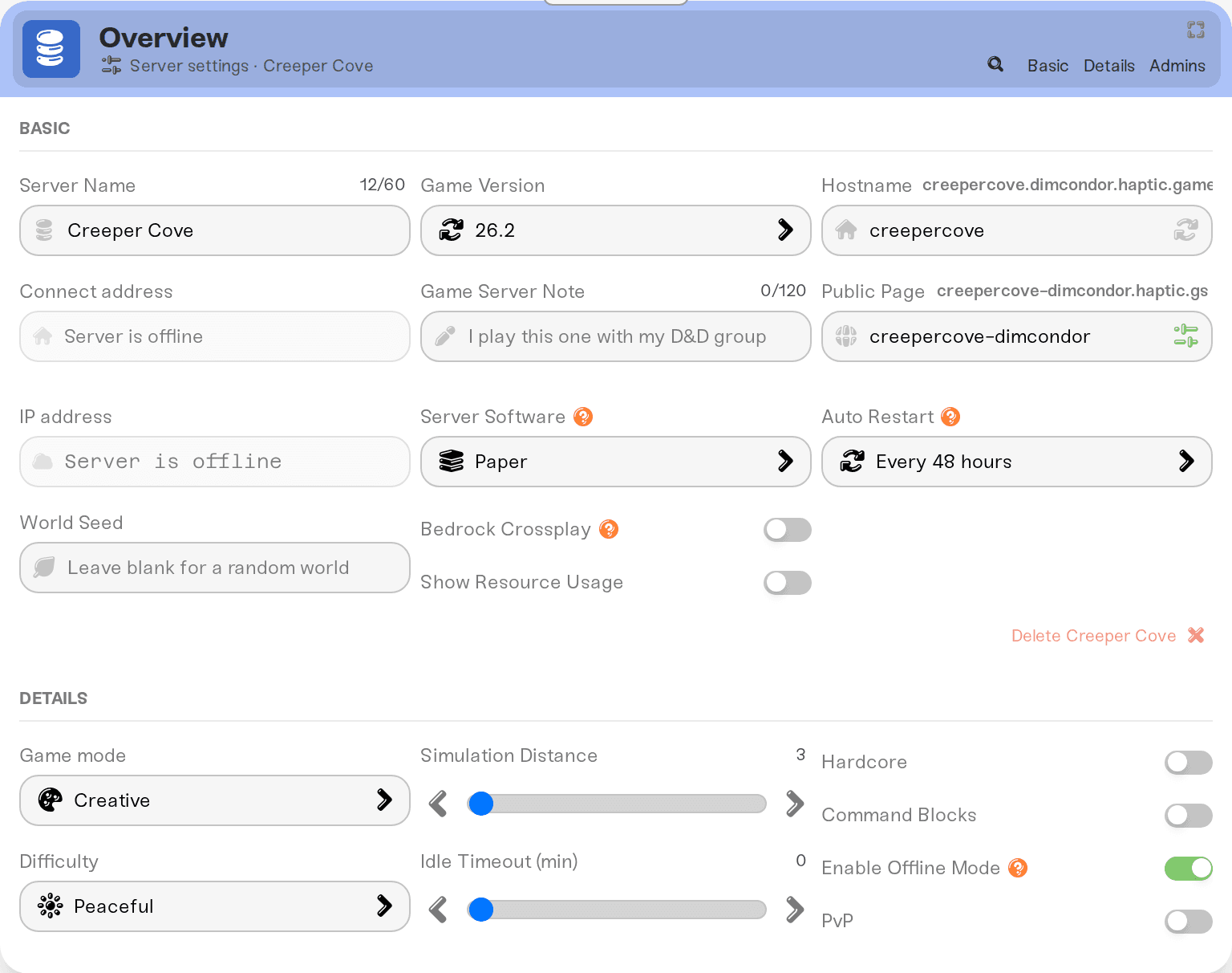 The Overview card header with the expand control highlighted