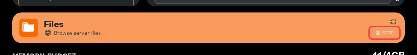 The SFTP chip in the Files card title bar