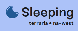 A public page while the server is offline, showing the Sleeping status