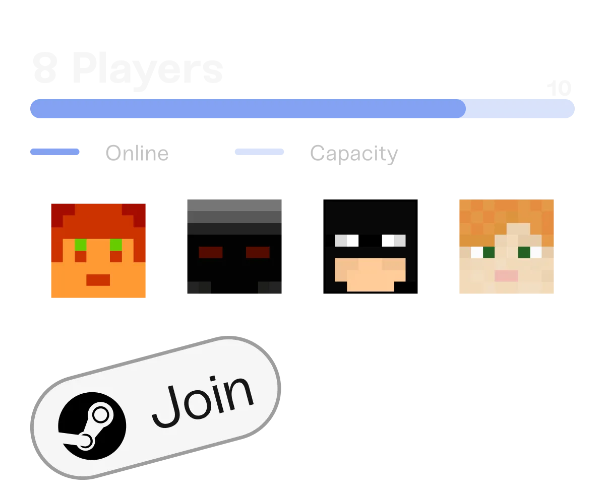 Different integrations with Haptic, including joining a game on Steam, Minecraft player list, and more.
