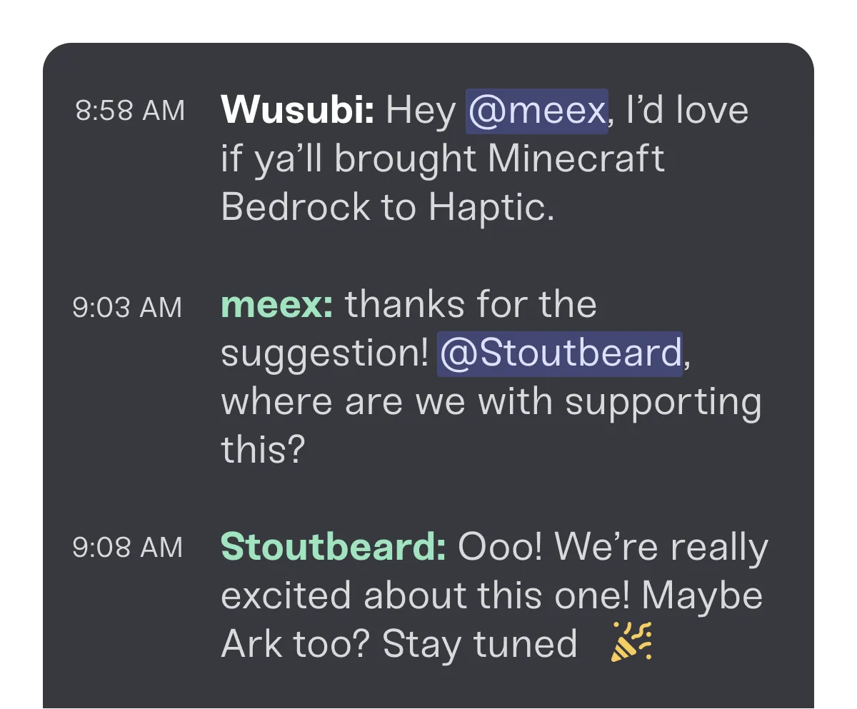 A Haptic Duo Server with Valheim equipped