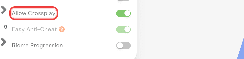 Allow Crossplay switched on, with Easy Anti-Cheat greyed out and locked on Allow Crossplay switched on, with Easy Anti-Cheat greyed out and locked on