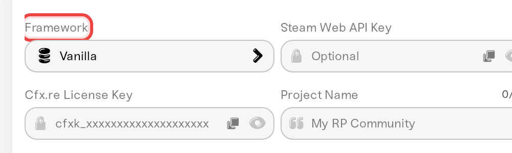 The Framework setting on a FiveM server's Details tab: QBCore and ESX Legacy each have their own steps below The Framework setting on a FiveM server's Details tab: QBCore and ESX Legacy each have their own steps below