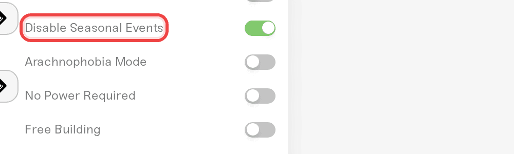 The Disable Seasonal Events checkbox in the Details tab The Disable Seasonal Events checkbox in the Details tab