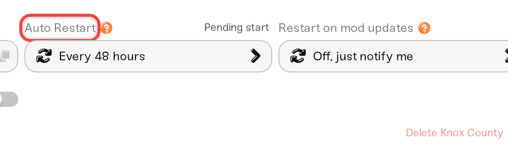 Auto Restart set to Every 24 hours (daily) in the expanded Overview settings Auto Restart set to Every 24 hours (daily) in the expanded Overview settings