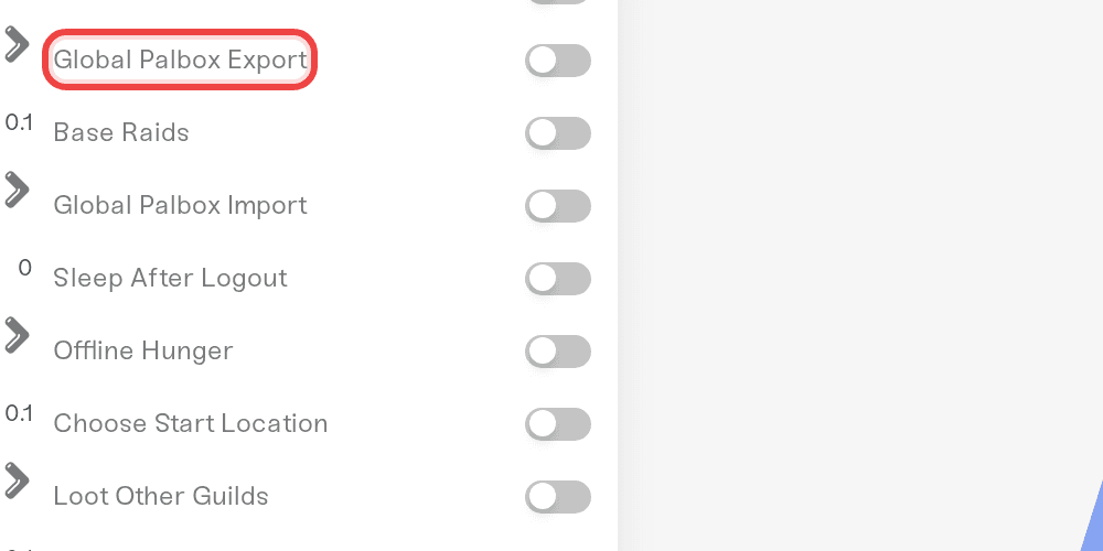 Global Palbox Export on and Import off, the default that blocks incoming transfers Global Palbox Export on and Import off, the default that blocks incoming transfers