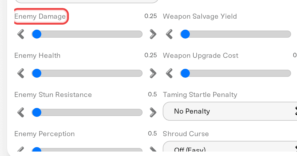 The combat fields revealed once Difficulty is set to Custom The combat fields revealed once Difficulty is set to Custom