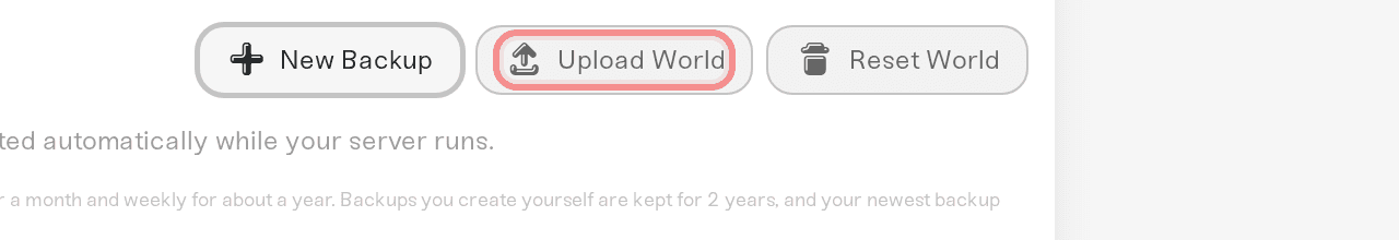 Upload World next to New Backup on a Palworld server's Backups card Upload World next to New Backup on a Palworld server's Backups card