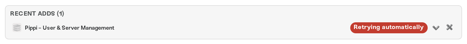 The Recent adds list on the Mods card, with the status pill of a mod you added The Recent adds list on the Mods card, with the status pill of a mod you added