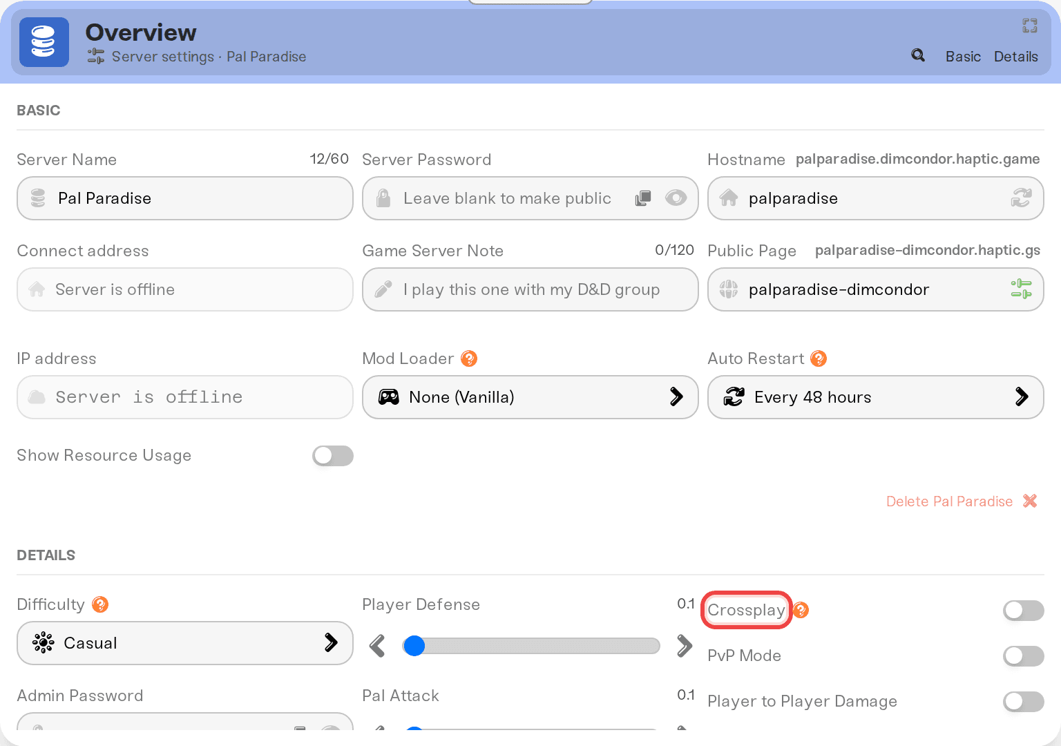 The Crossplay checkbox in the Details tab that lists your server in the community browser The Crossplay checkbox in the Details tab that lists your server in the community browser