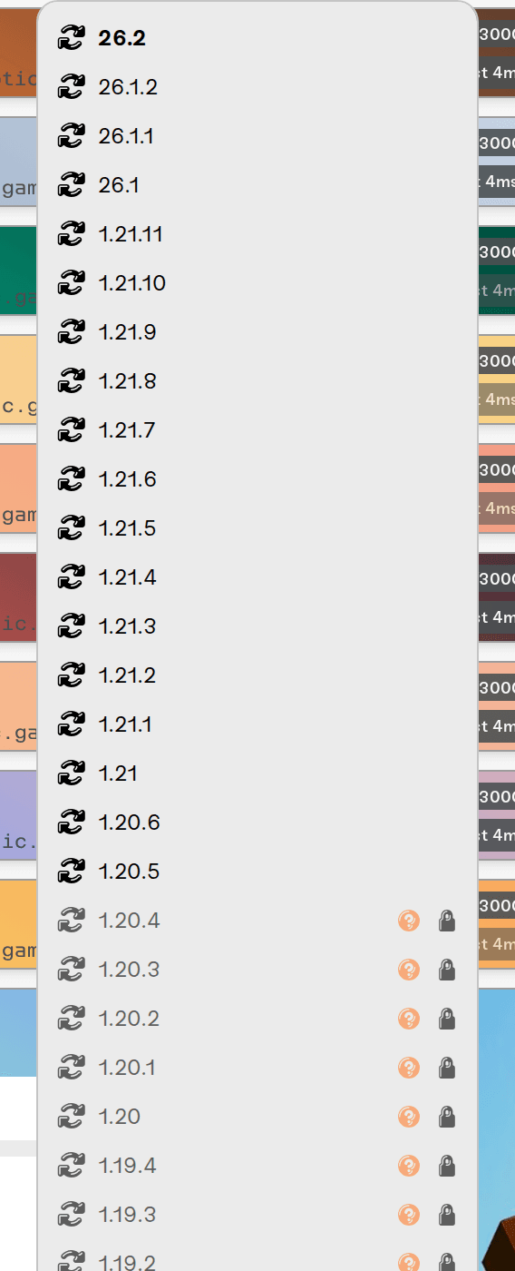 Version options outside the crossplay range shown locked Version options outside the crossplay range shown locked
