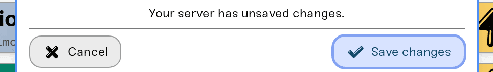The Save changes popup after editing your CS2 settings The Save changes popup after editing your CS2 settings