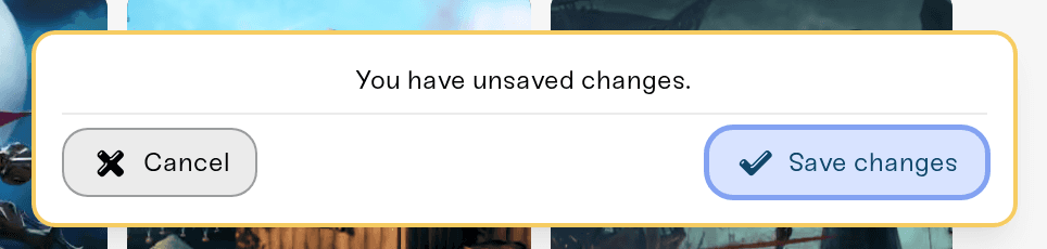 The unsaved-changes card with Cancel and Save changes buttons