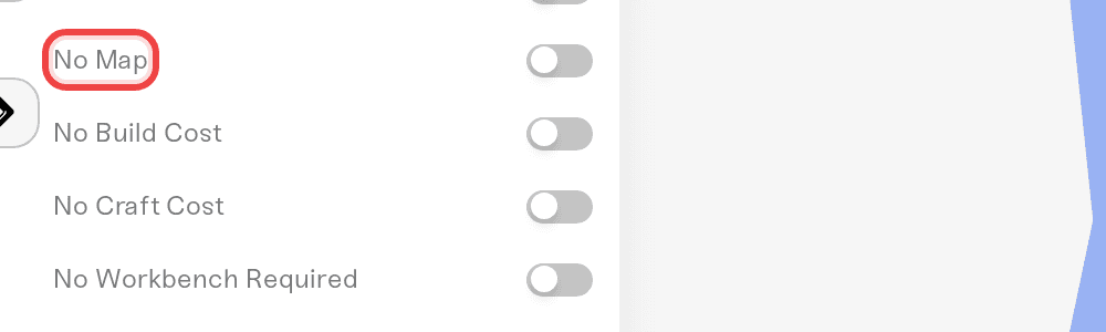 The No Map toggle in the dashboard settings, currently off, ready to turn on The No Map toggle in the dashboard settings, currently off, ready to turn on