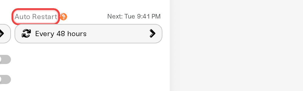 The Auto Restart field in the expanded Overview settings