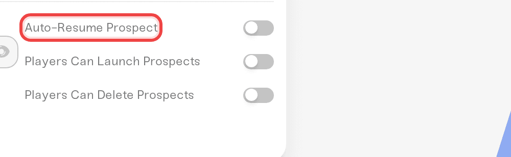 The three prospect settings on the Details tab of the Overview card The three prospect settings on the Details tab of the Overview card