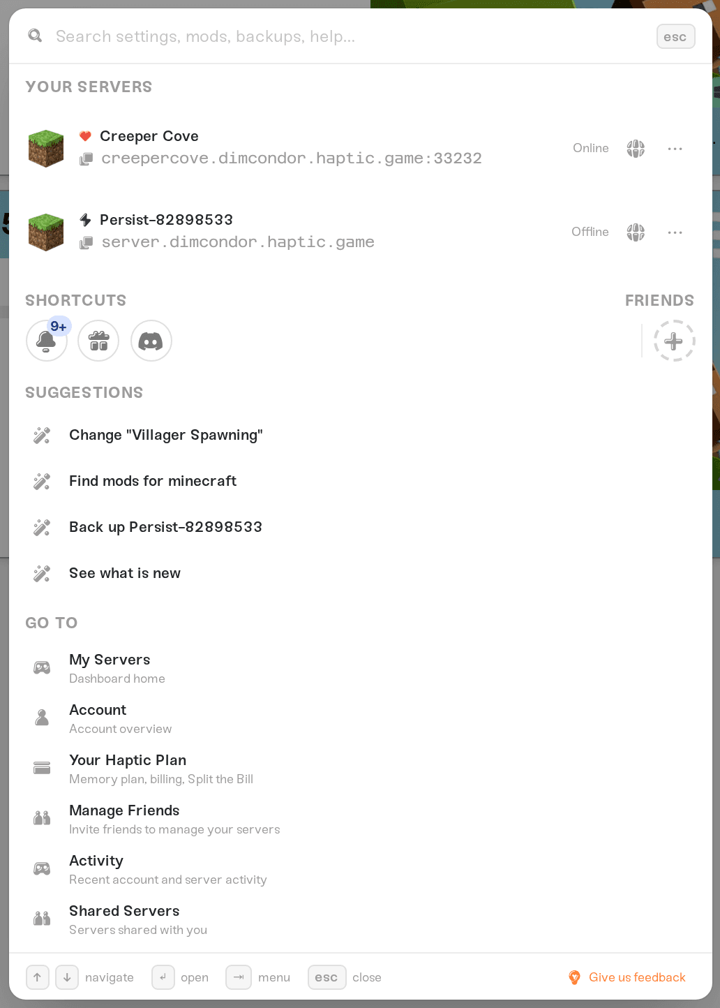 The dashboard search box with the keyboard shortcut hint The dashboard search box with the keyboard shortcut hint