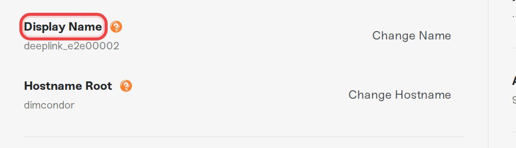 The Display Name row with the Change Name button The Display Name row with the Change Name button