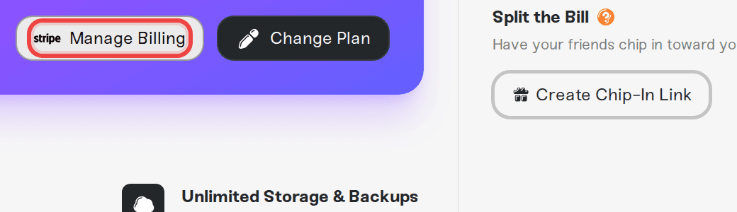 The Manage Billing button on the Your Haptic Plan tab The Manage Billing button on the Your Haptic Plan tab