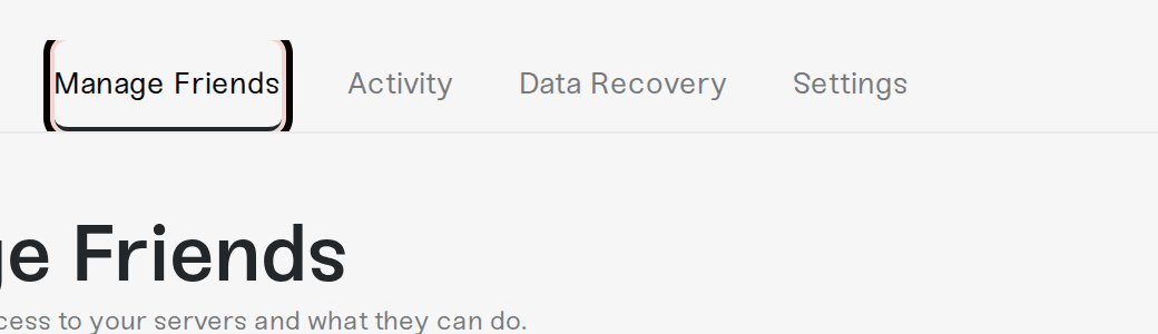 The Manage Friends tab on the Account page The Manage Friends tab on the Account page