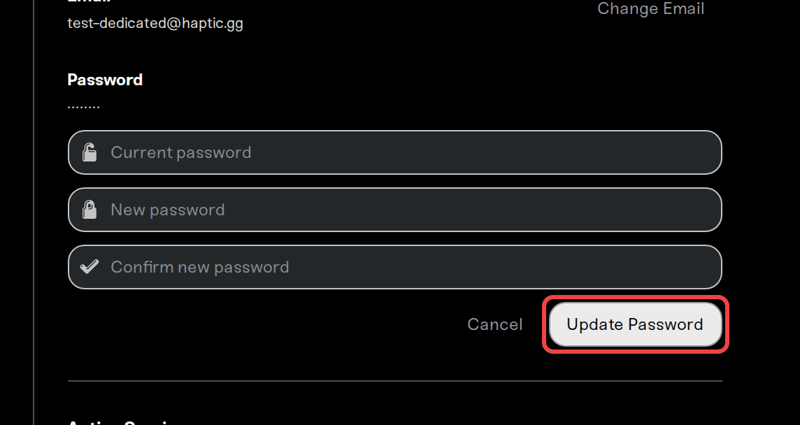 The expanded password form with all three fields The expanded password form with all three fields