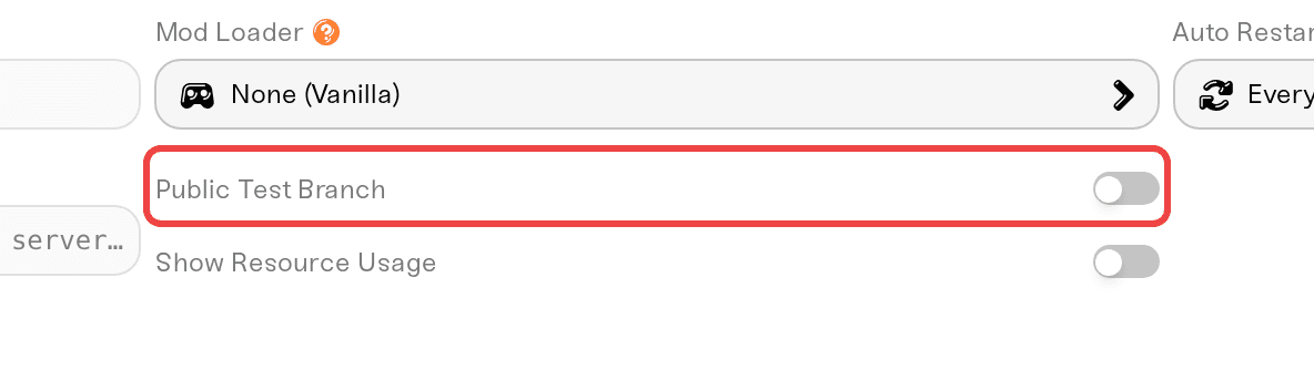 Public Test Branch checkbox in the Basic tab Public Test Branch checkbox in the Basic tab