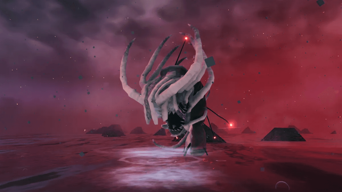 A giant snake made of bones in Valheim's Ashlands. A giant snake made of bones in Valheim's Ashlands.