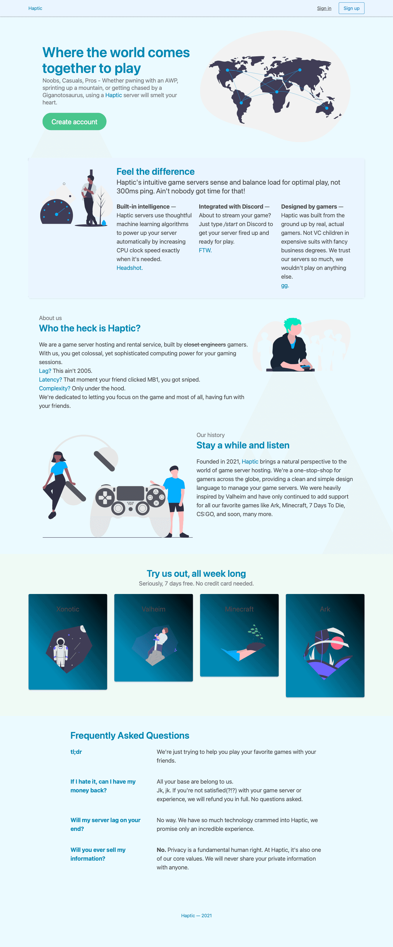 Original landing page for Haptic early in development. Original landing page for Haptic early in development.