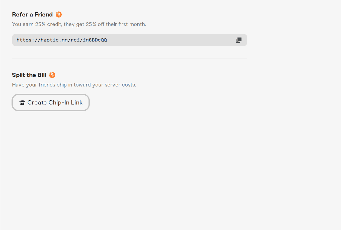 The Refer a Friend card on the plan page with the click-to-copy referral link The Refer a Friend card on the plan page with the click-to-copy referral link