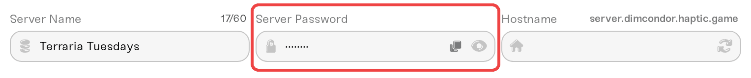 The server password players must type when joining The server password players must type when joining