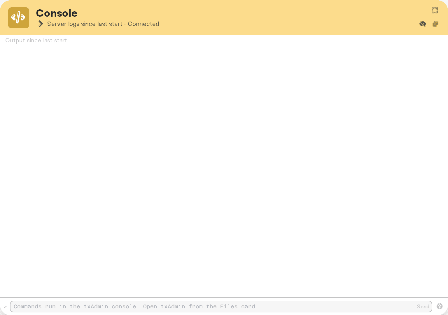 Console card input noting commands run in the txAdmin console Console card input noting commands run in the txAdmin console