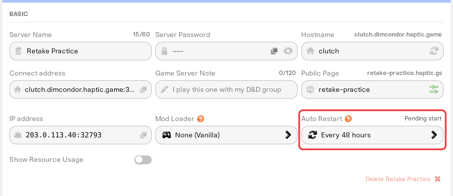 Auto Restart in the expanded Overview settings Auto Restart in the expanded Overview settings