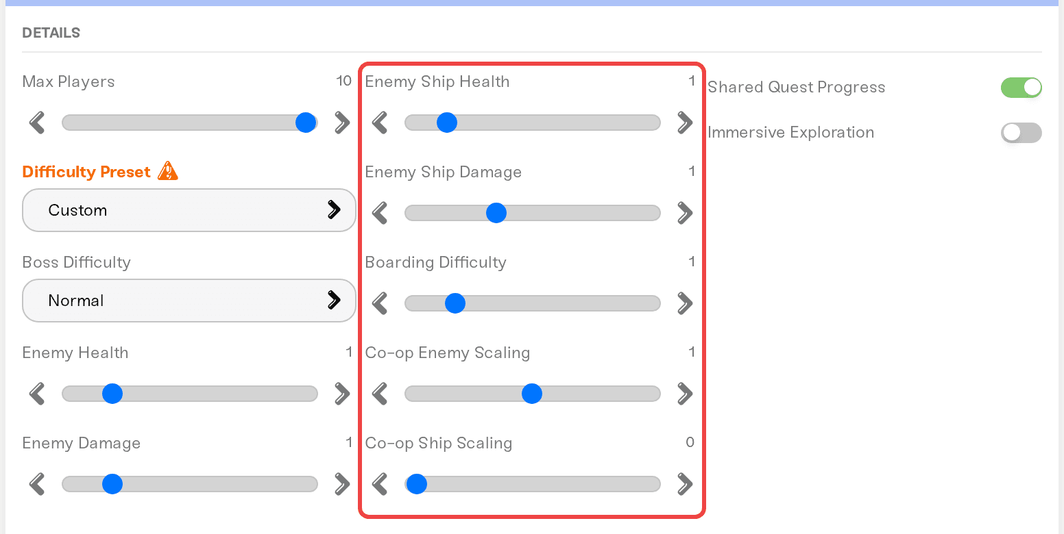 The Details tab with the preset set to Custom and the multiplier sliders revealed The Details tab with the preset set to Custom and the multiplier sliders revealed