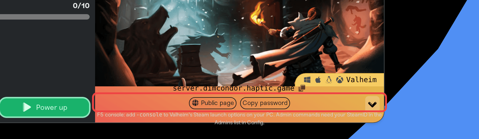 The expanded shortcut row with the Copy password and Public page pills The expanded shortcut row with the Copy password and Public page pills