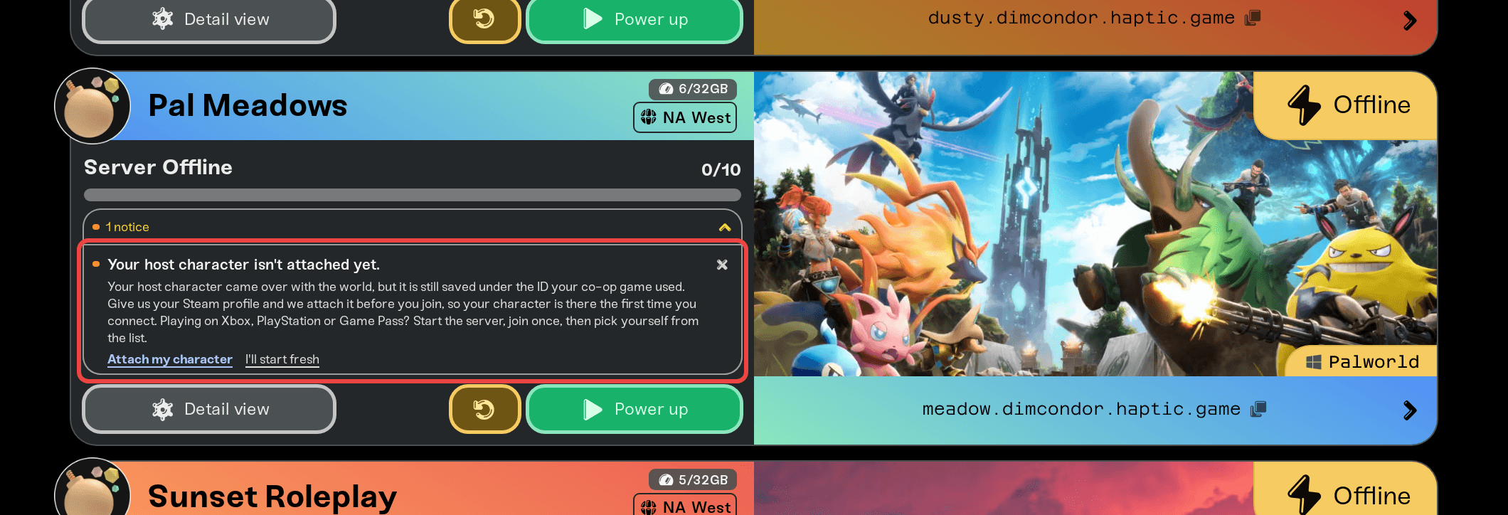 Attach prompt notice on the server card after a co-op world import