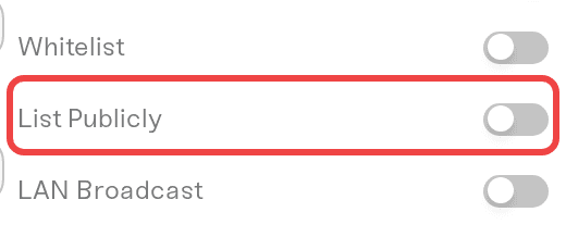 The List Publicly checkbox in the Details tab The List Publicly checkbox in the Details tab