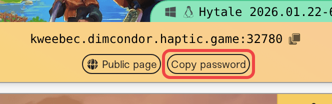 The Copy password pill in the expanded shortcut row of the address strip The Copy password pill in the expanded shortcut row of the address strip