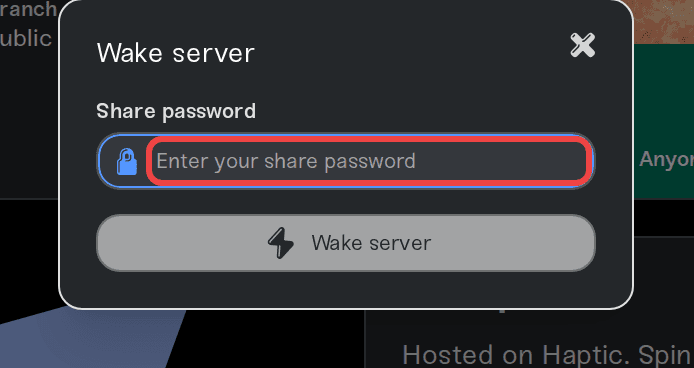The share password dialog on the public page The share password dialog on the public page