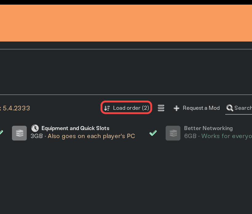 The Load order button at the top of the Mods card The Load order button at the top of the Mods card