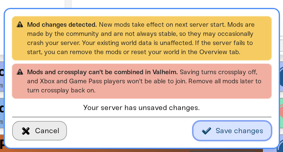 Save screen blocked because crossplay cannot be enabled while mods are installed Save screen blocked because crossplay cannot be enabled while mods are installed