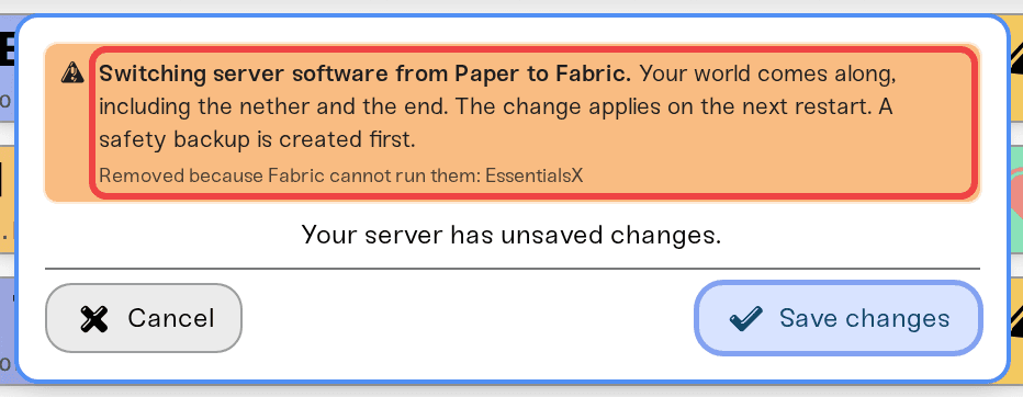 Save popup previewing which installed content a software switch removes Save popup previewing which installed content a software switch removes
