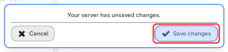 The Save changes popup after editing your CS2 settings The Save changes popup after editing your CS2 settings