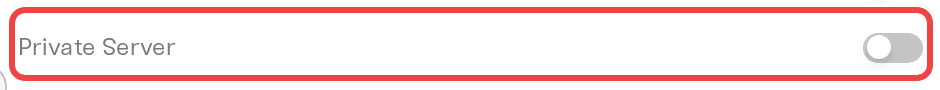 Private Server checkbox in the Details tab