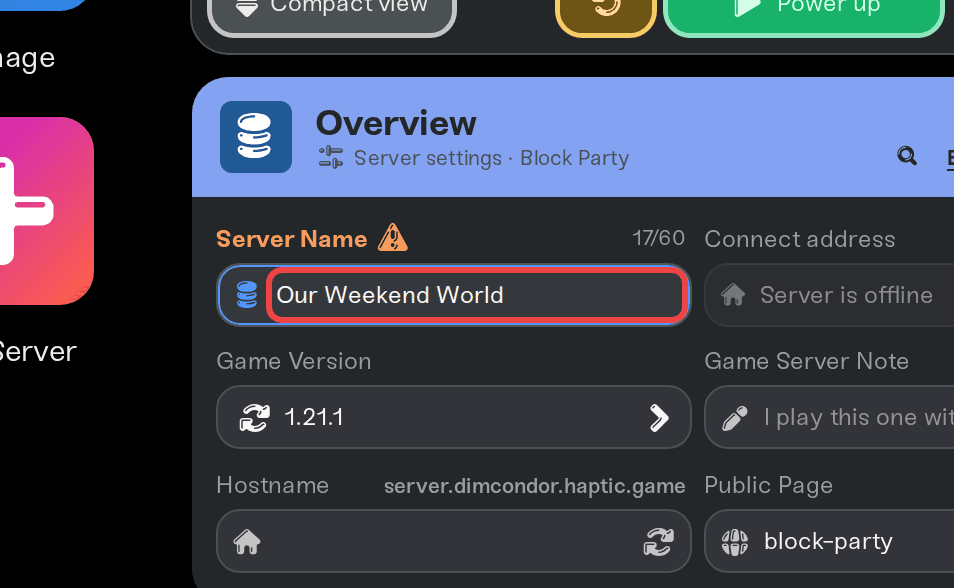 A changed field showing the orange Unsaved Changes label A changed field showing the orange Unsaved Changes label