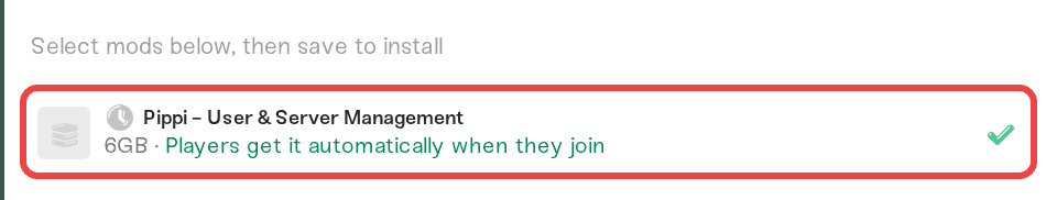 A mod row showing the chip that reads Players get it automatically when they join A mod row showing the chip that reads Players get it automatically when they join