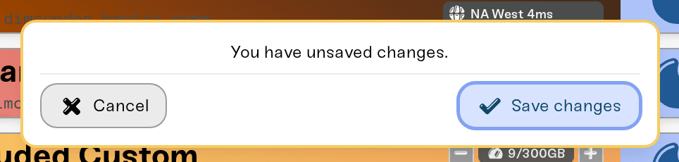 The Save changes card that appears after picking a new region The Save changes card that appears after picking a new region