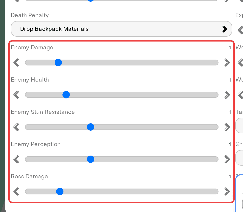 The combat fields revealed once Difficulty is set to Custom The combat fields revealed once Difficulty is set to Custom